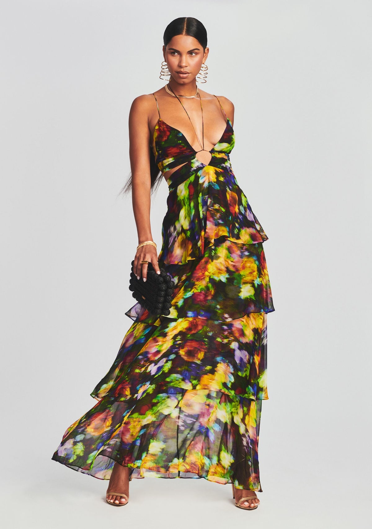 Paulina Silk Chiffon Dress by retrofête in Electric Floral, product image 5