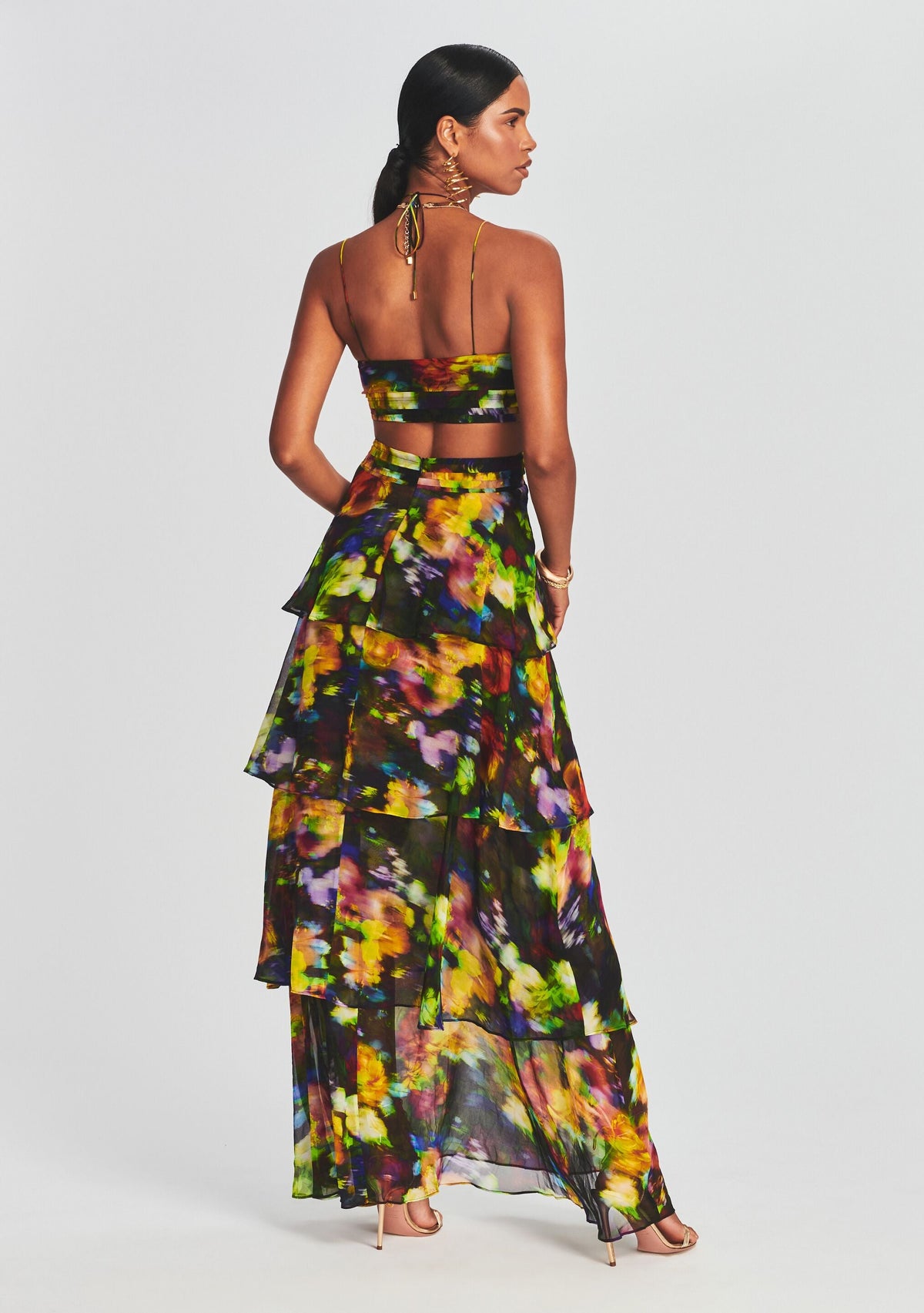 Paulina Silk Chiffon Dress by retrofête in Electric Floral, product image 4