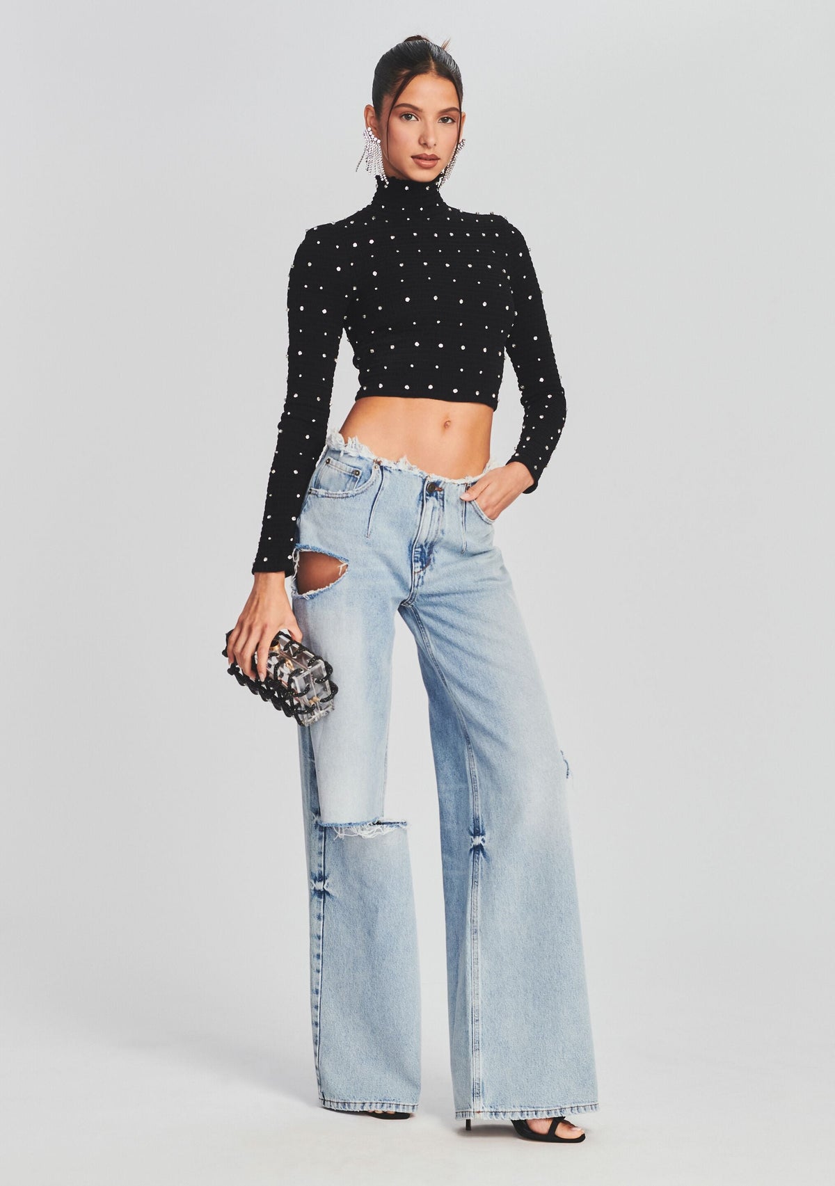 Brooks Embellished Chiffon Top by retrofête in Black, product image 2