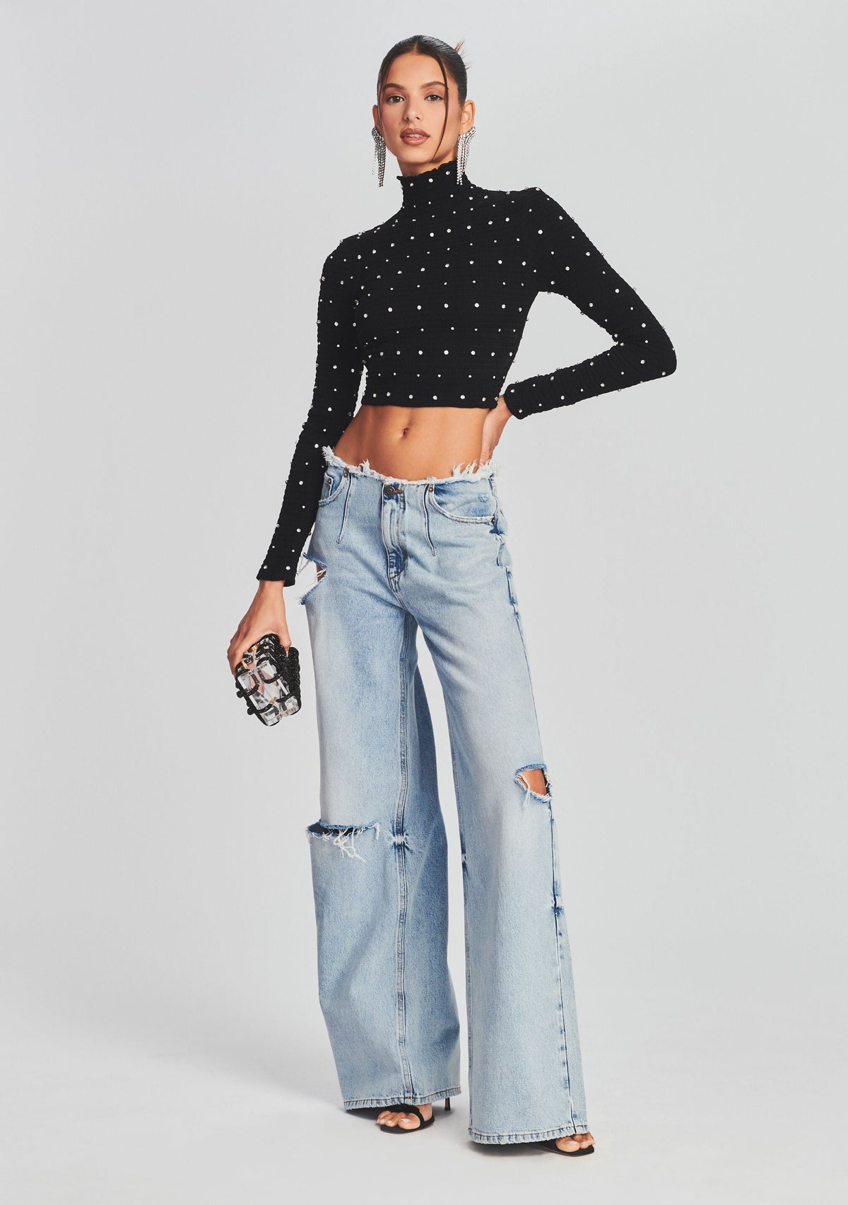 Brooks Embellished Chiffon Top by retrofête in Black, product image 5