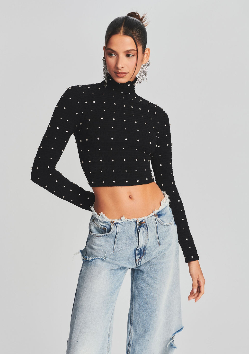 Brooks Embellished Chiffon Top by retrofête in Black, product image 1