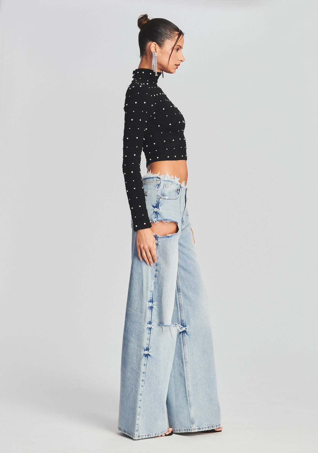 Brooks Embellished Chiffon Top by retrofête in Black, product image 3