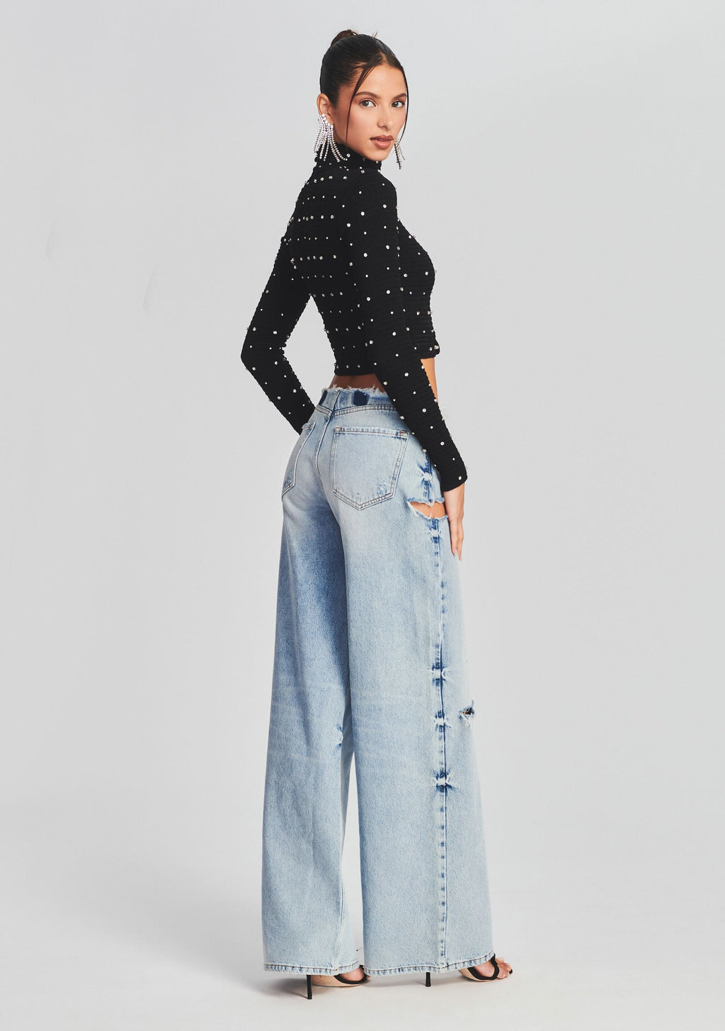 Brooks Embellished Chiffon Top by retrofête in Black, product image 4