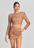 Rain Sequin Top by retrofête in Nude, product image 1
