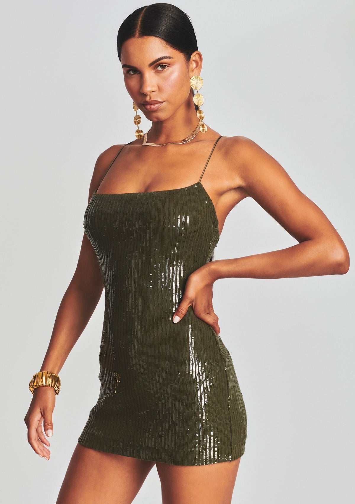 Hudson Sequin Knit Dress by retrofête in Olive Green, product image 5
