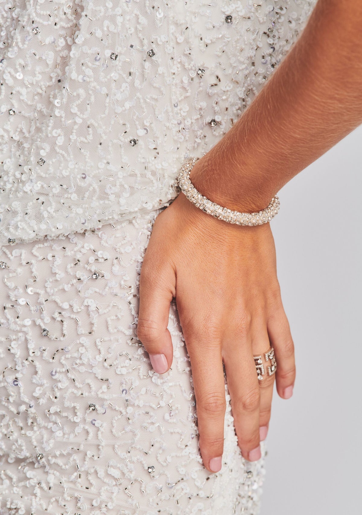 Carnegie Sequin Dress by retrofête in Crystal White, product image 2