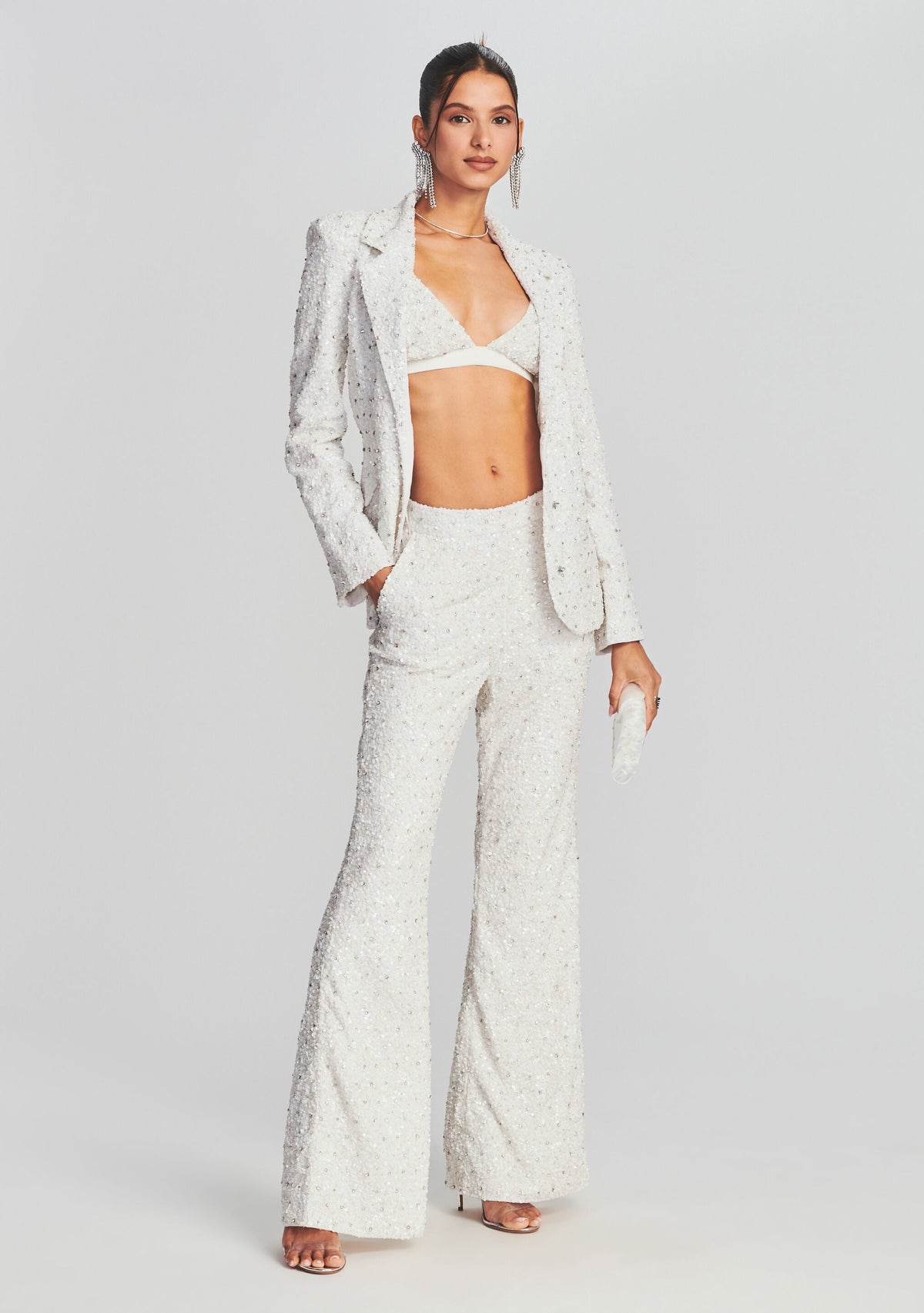 Lyra Sequin Pant by retrofête in Stone White, product image 2