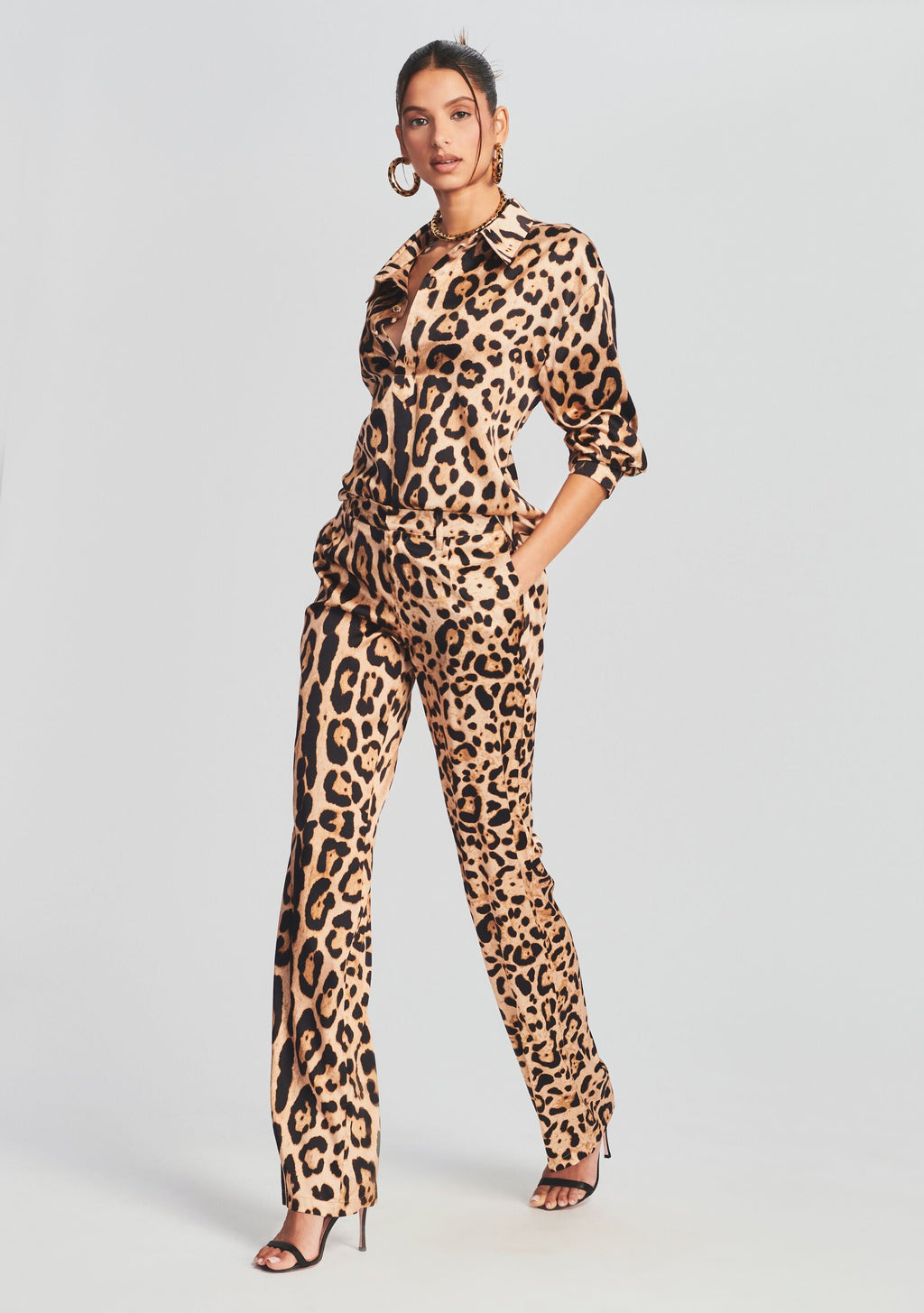 Suki Silk Pant by SEROYA in Leopard Combo, product image 2