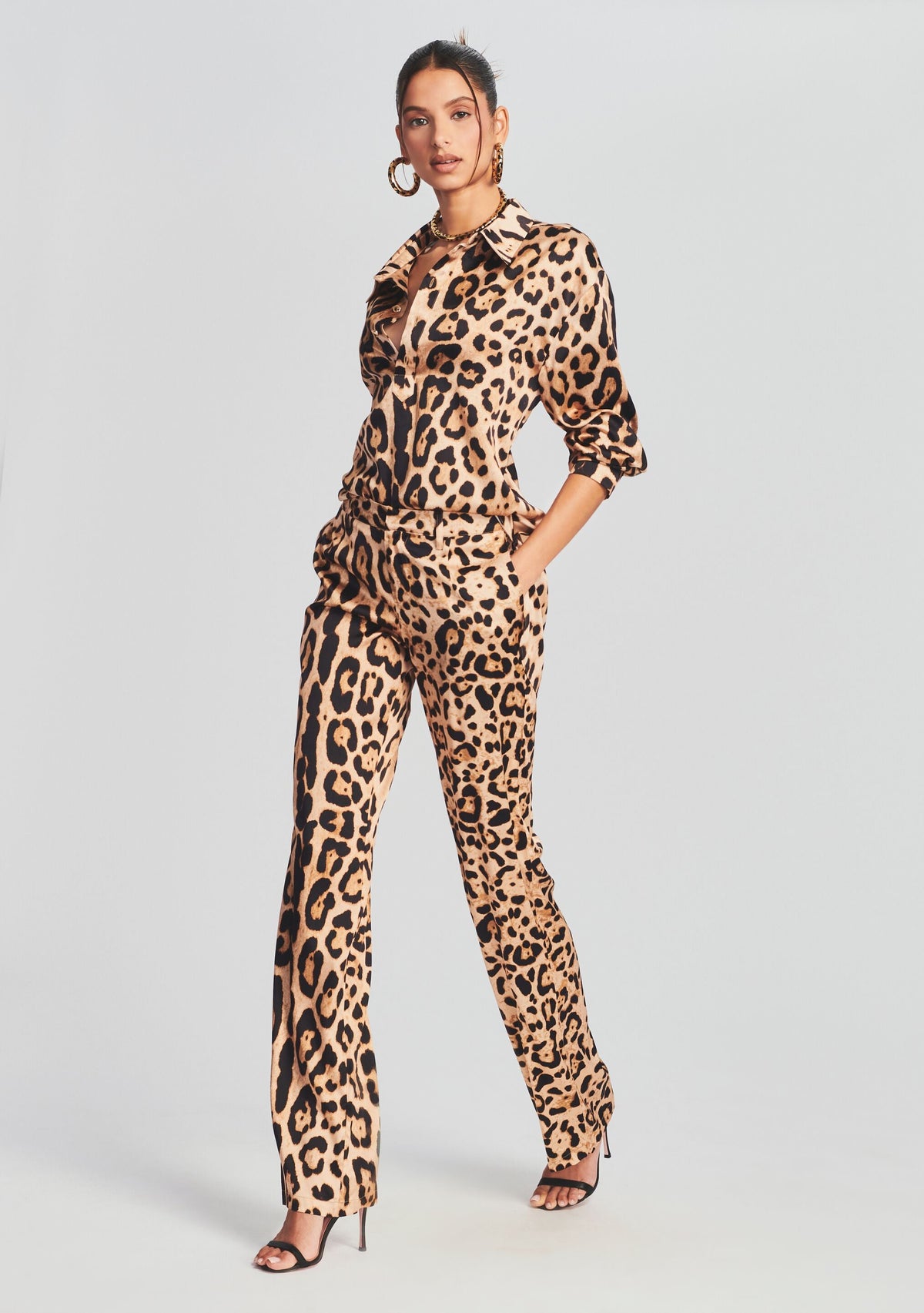 Suki Silk Pant by SEROYA in Leopard Combo, product image 2