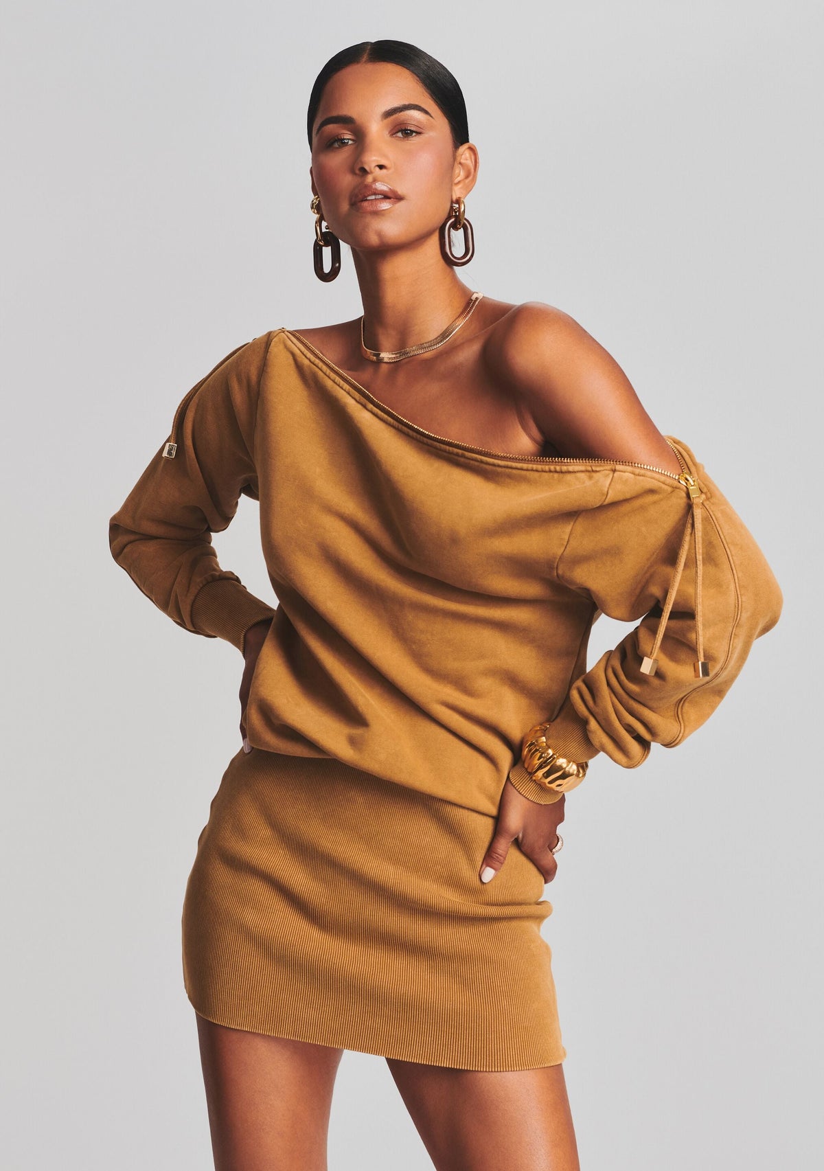 Darcy Terry Sweatshirt Dress by retrofête in Tapenade, product image 2