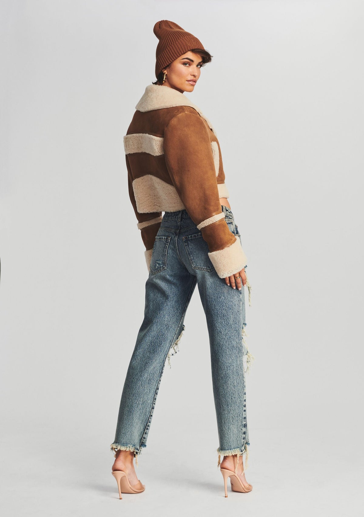 Henley Leather Jacket by retrofête in Cognac/Cream, product image 4