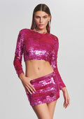 Leanne Feather Sequin Top by retrofête in Hot Pink, product image 1