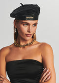 Mara Leather Beret by retrofête in Black, product image 1