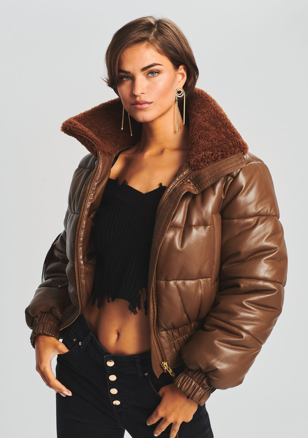 Stevie Leather Jacket by retrofête in Cognac, product image 1