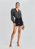 Tala Embellished Sweater Dress by retrofête in Black/Silver Houndstooth, product image 1