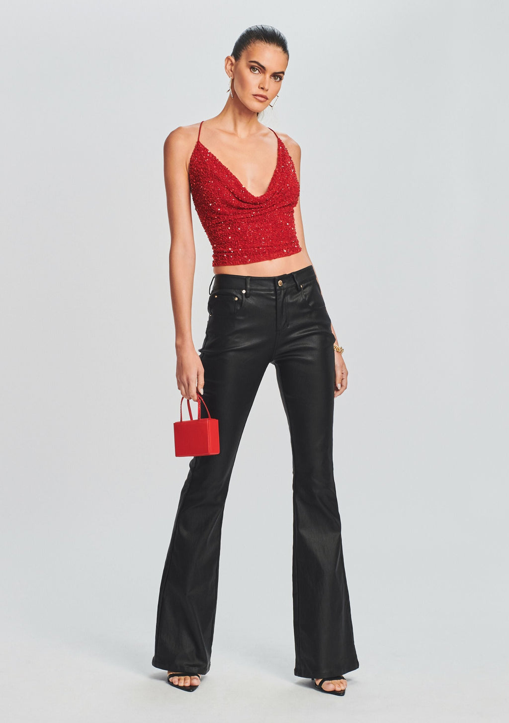 Laurel Coated Denim Pant by retrofête in Coated Black, product image 2