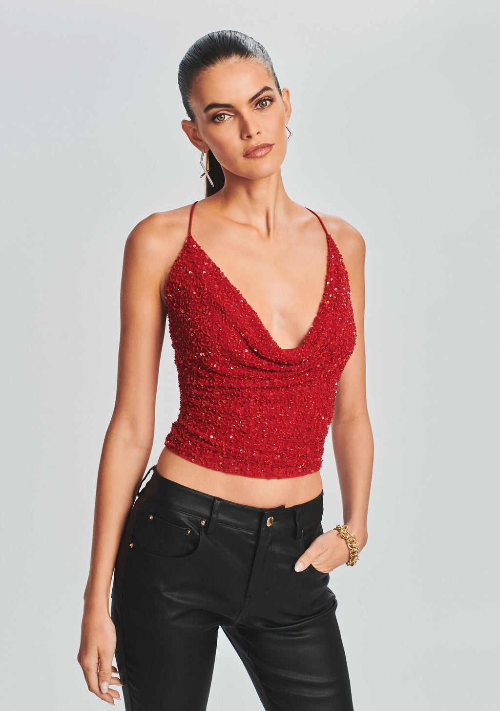 Michal Sequin Top by retrofête in Red, product image 1