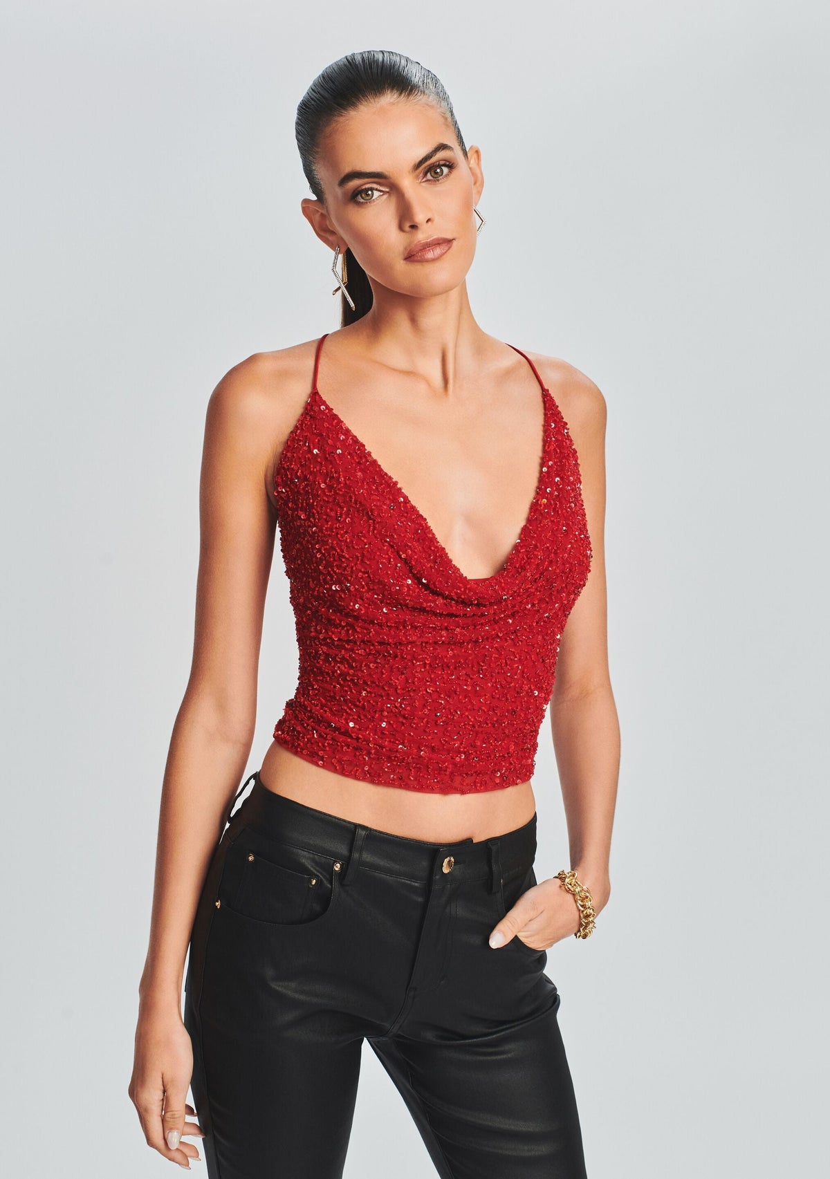 Michal Sequin Top by retrofête in Red, product image 1