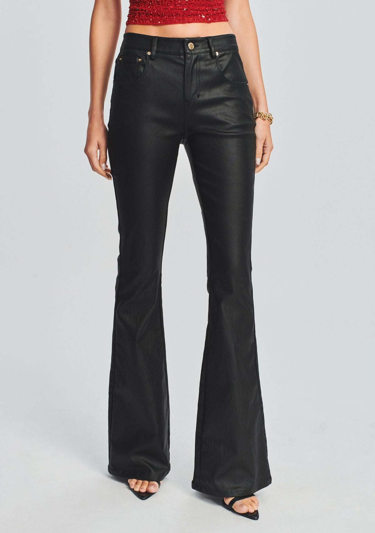 Laurel Coated Denim Pant by retrofête in Coated Black, product image 1