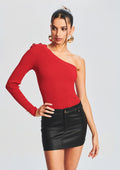 Bella Rib Knit Top by retrofête in Red, product image 1