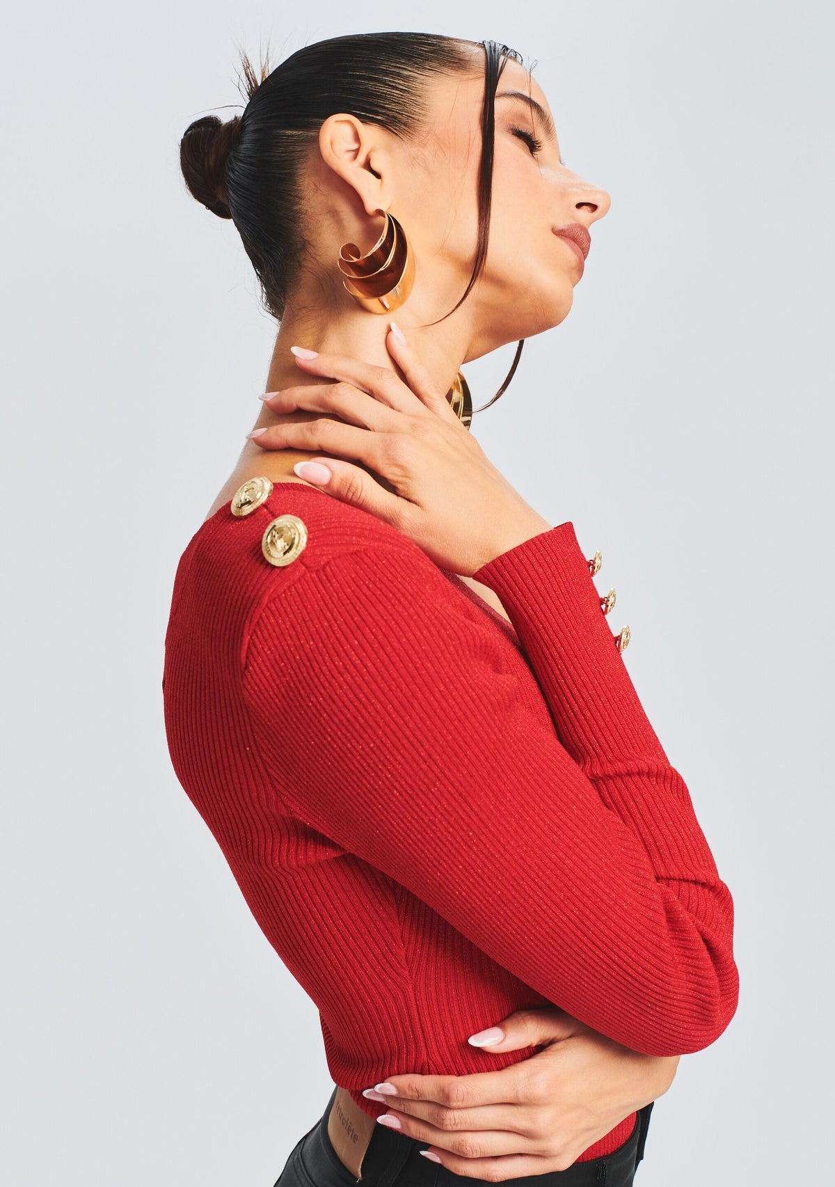 Bella Rib Knit Top by retrofête in Red, product image 6