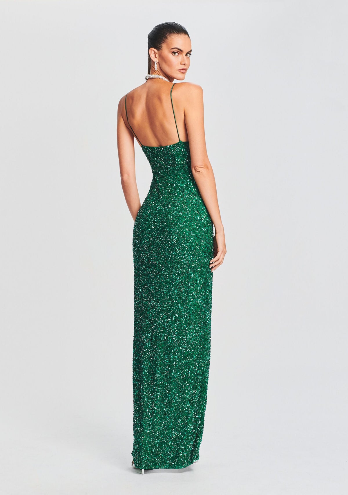 Loretta Sequin Dress by retrofête in Emerald, product image 4