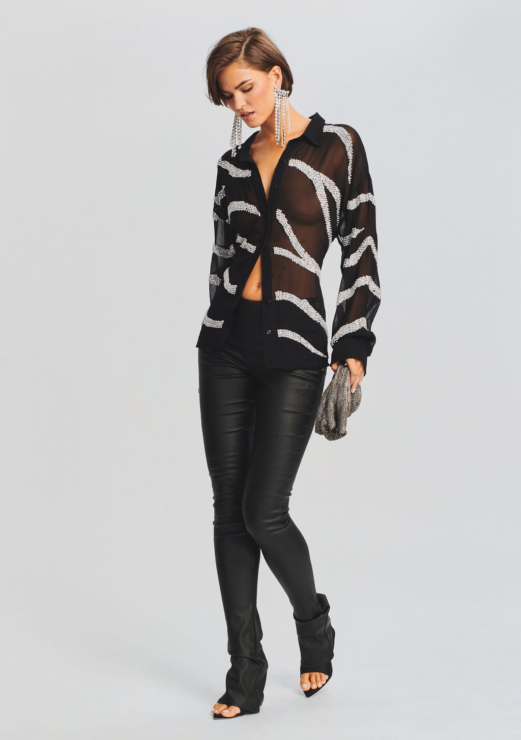 Campbell Top by retrofête in Shiny Silver Zebra, product image 5