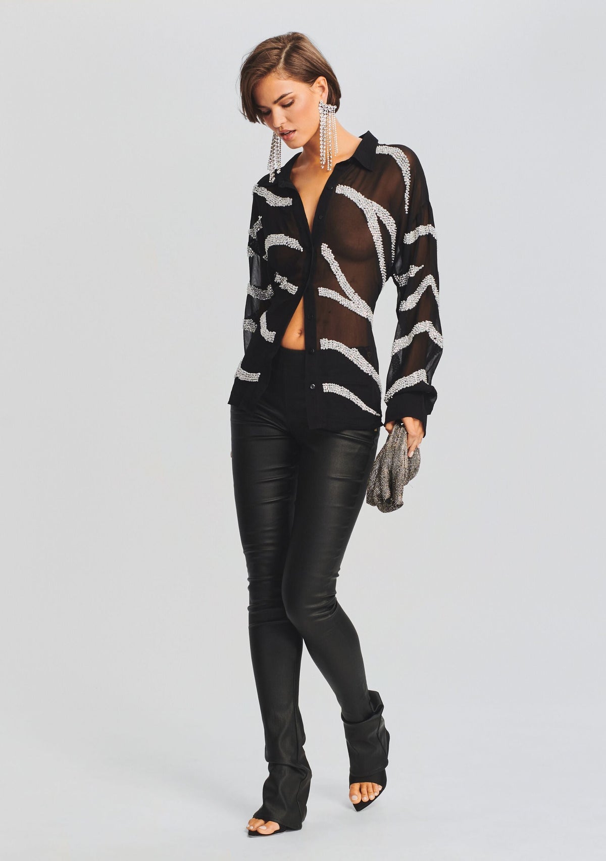Campbell Top by retrofête in Shiny Silver Zebra, product image 5