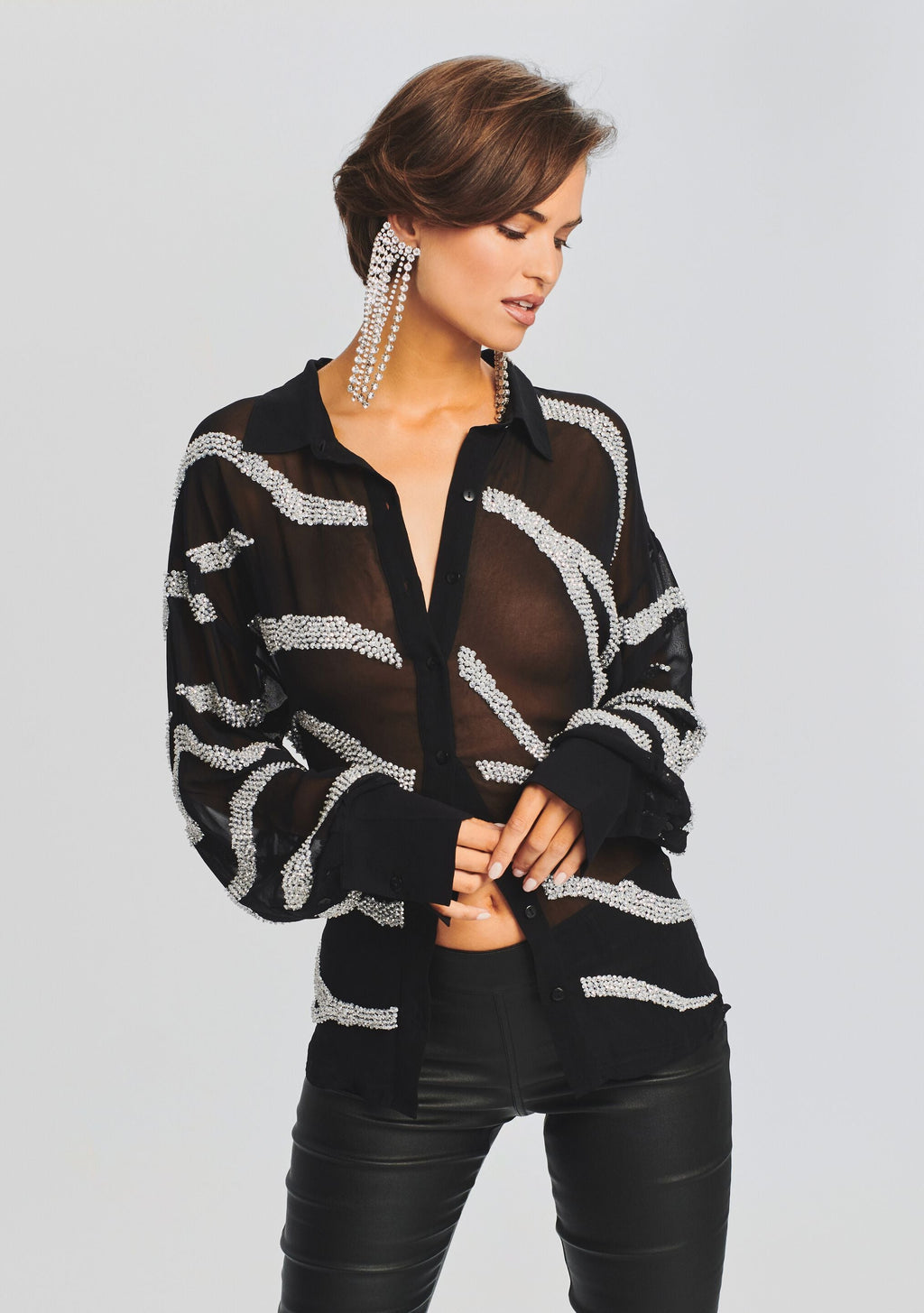 Campbell Top by retrofête in Shiny Silver Zebra, product image 6