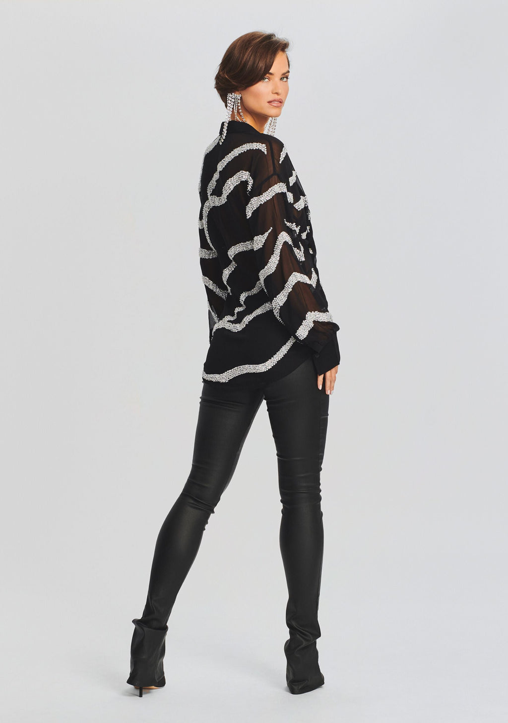 Campbell Top by retrofête in Shiny Silver Zebra, product image 4