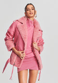 City Leather Jacket by retrofête in Flamingo Pink, product image 1