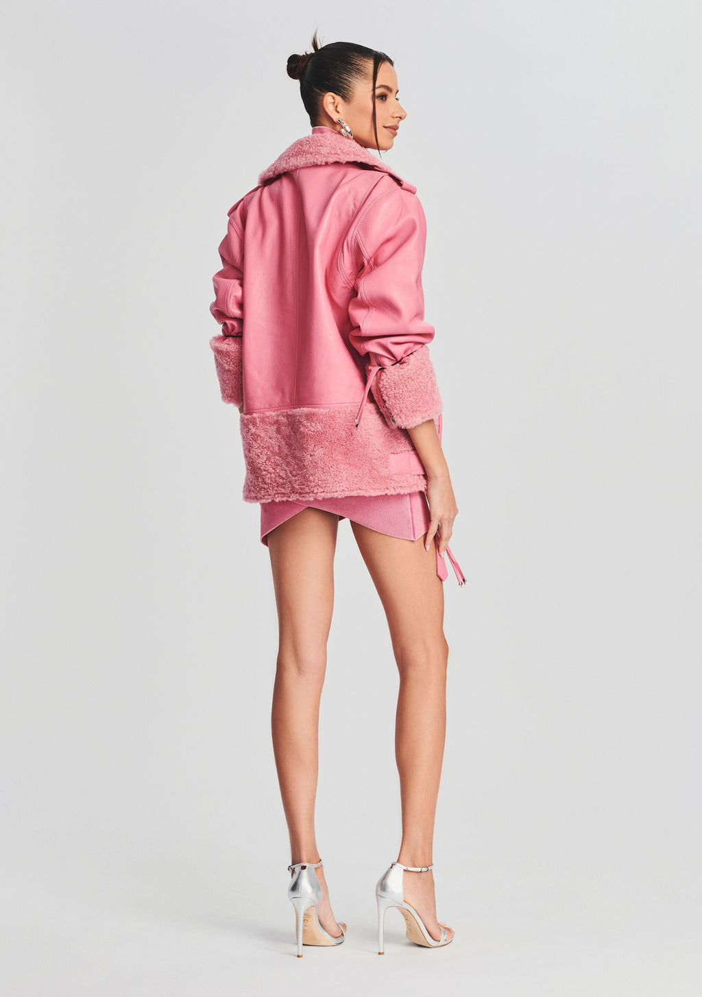 City Leather Jacket by retrofête in Flamingo Pink, product image 4