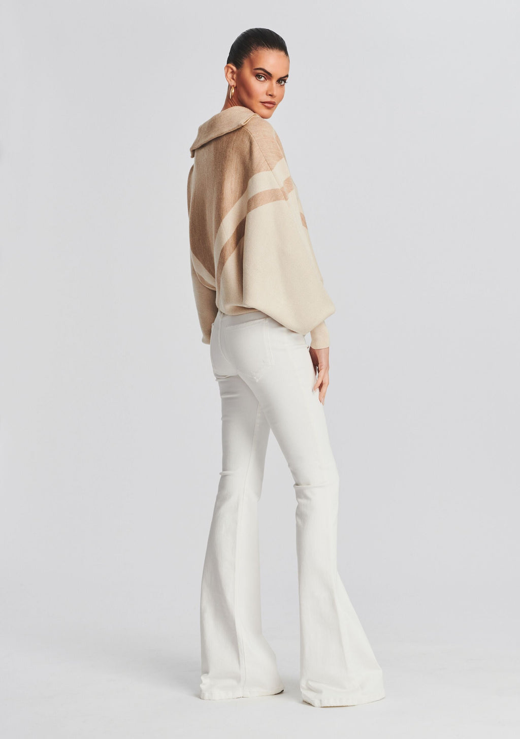 Abi Sweater by SEROYA in Light Beige/Dark Beige, product image 3