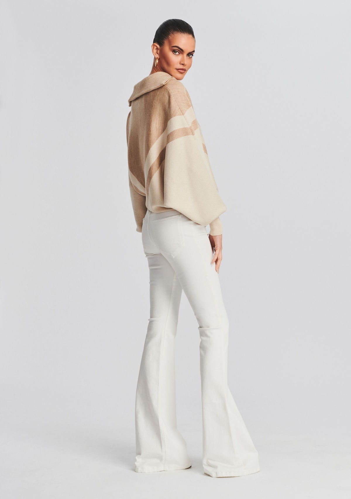 Abi Sweater by SEROYA in Light Beige/Dark Beige, product image 3