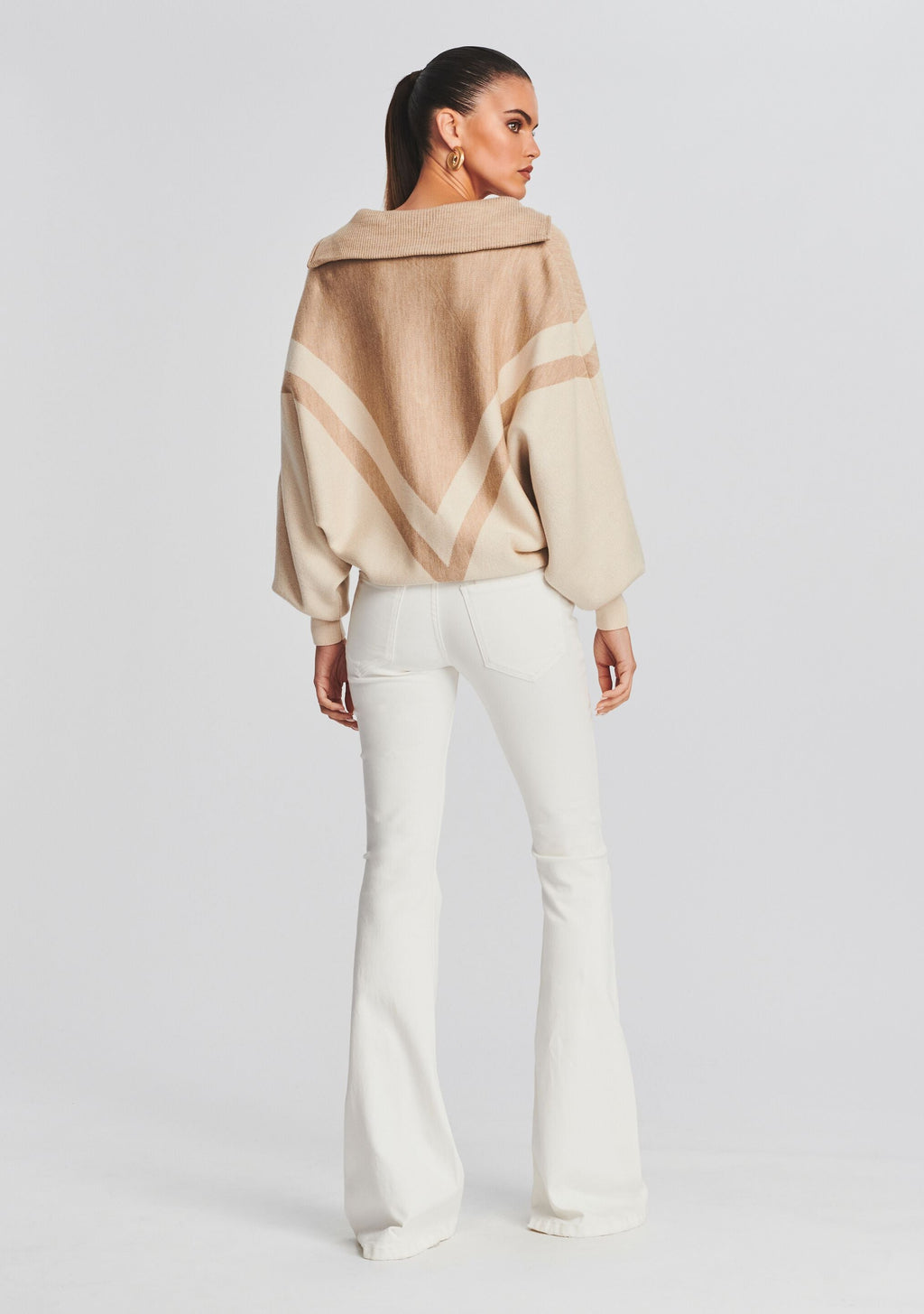 Abi Sweater by SEROYA in Light Beige/Dark Beige, product image 4