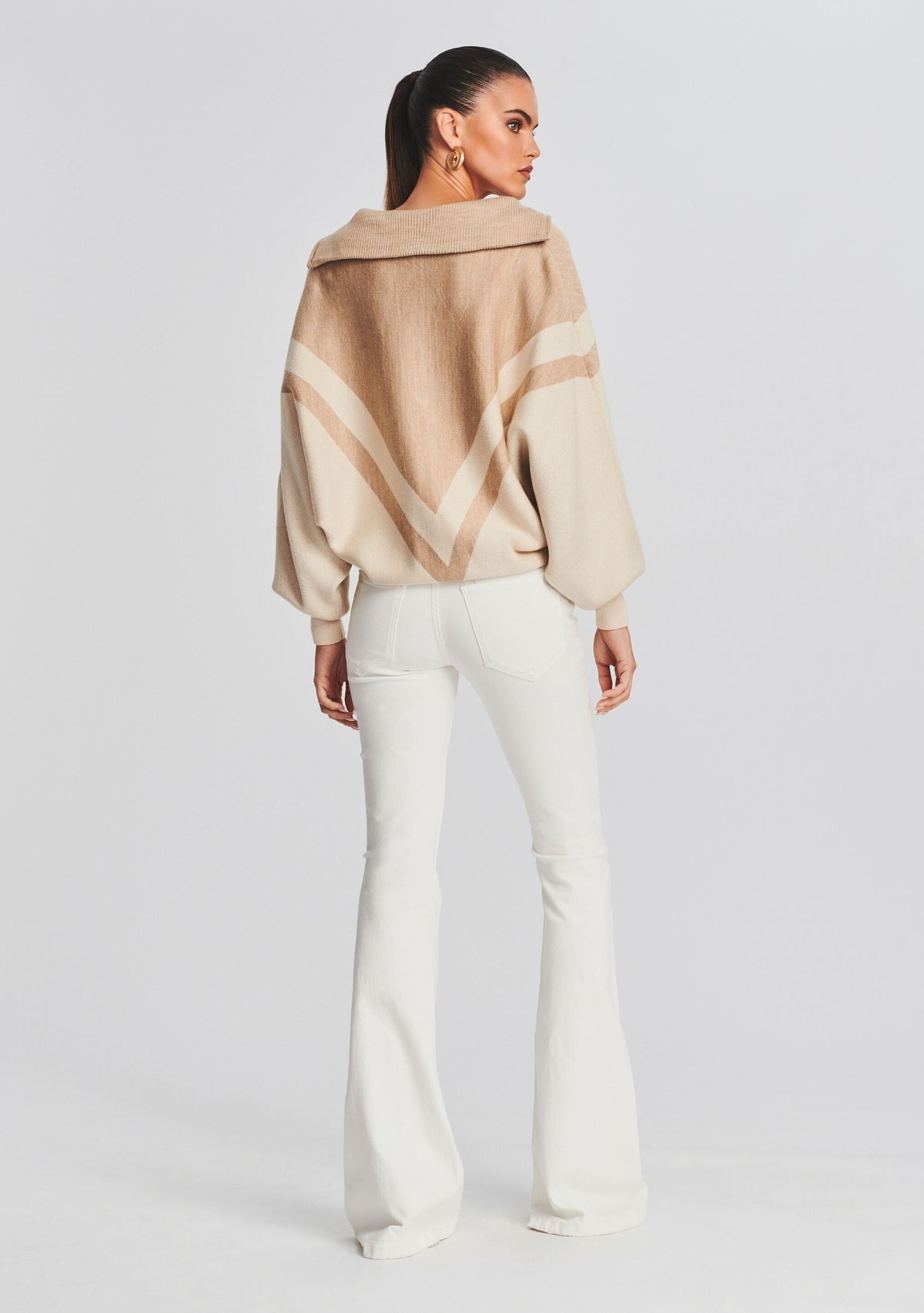 Abi Sweater by SEROYA in Light Beige/Dark Beige, product image 4