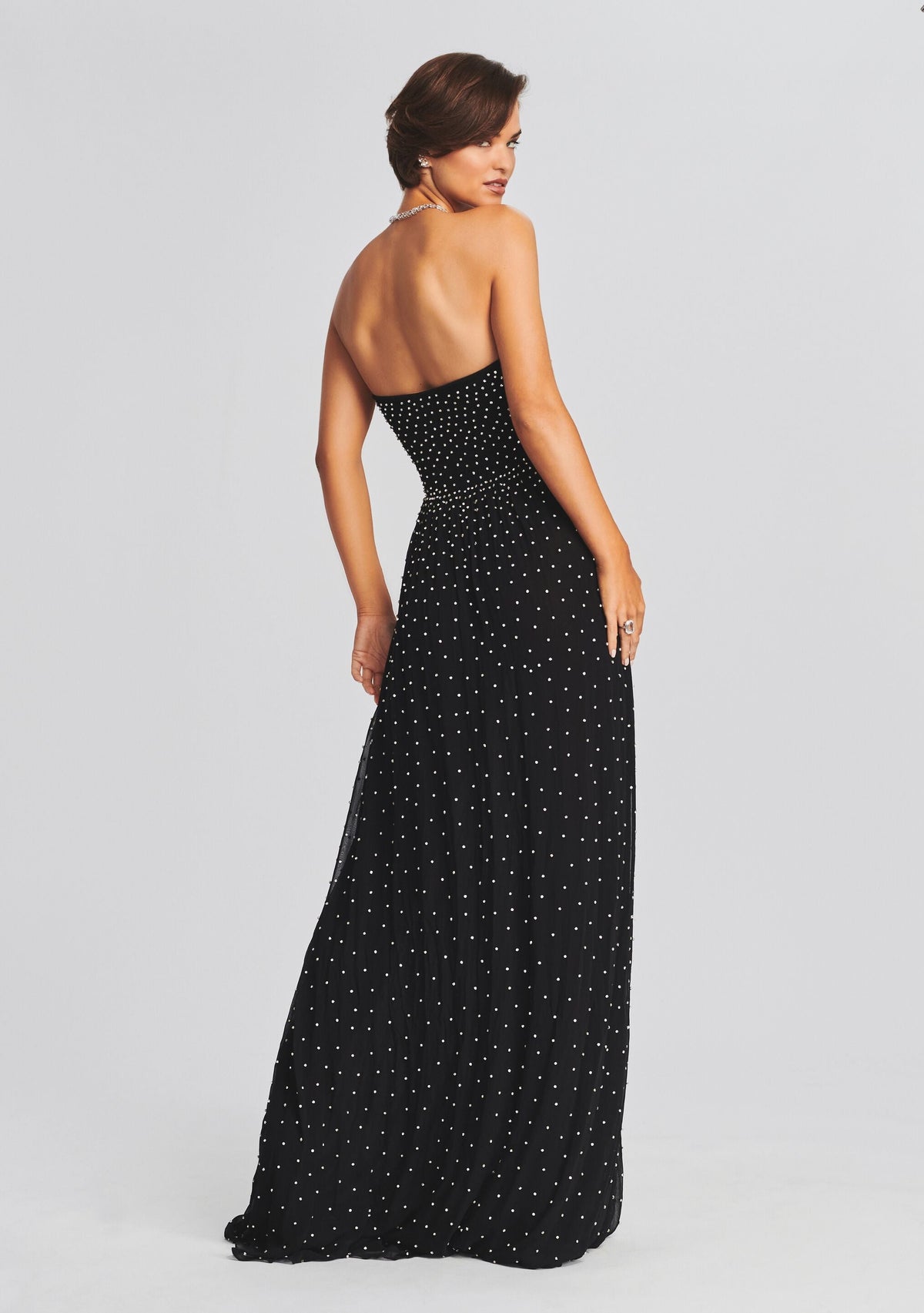 Masie Embellished Chiffon Dress by retrofête in Black/Silver, product image 4