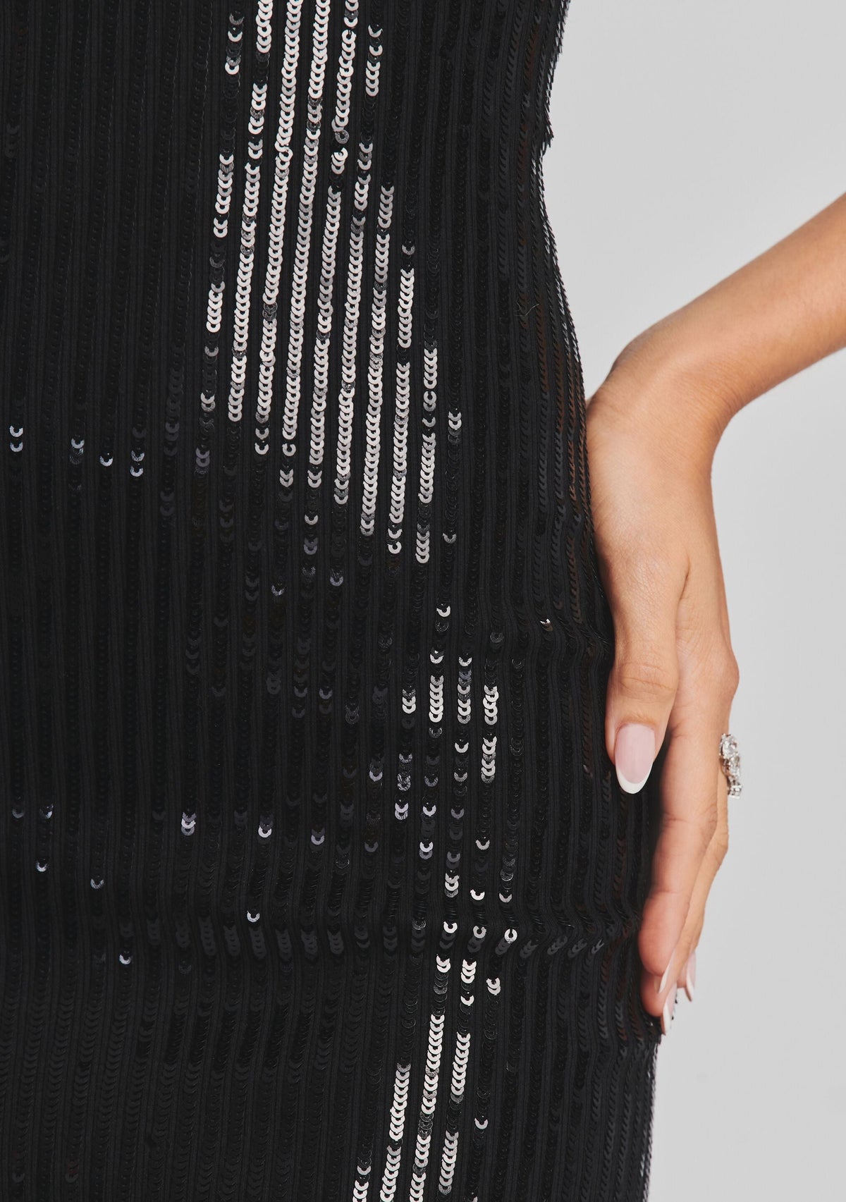 Amber Sequin Knit Dress by retrofête in Black, product image 2