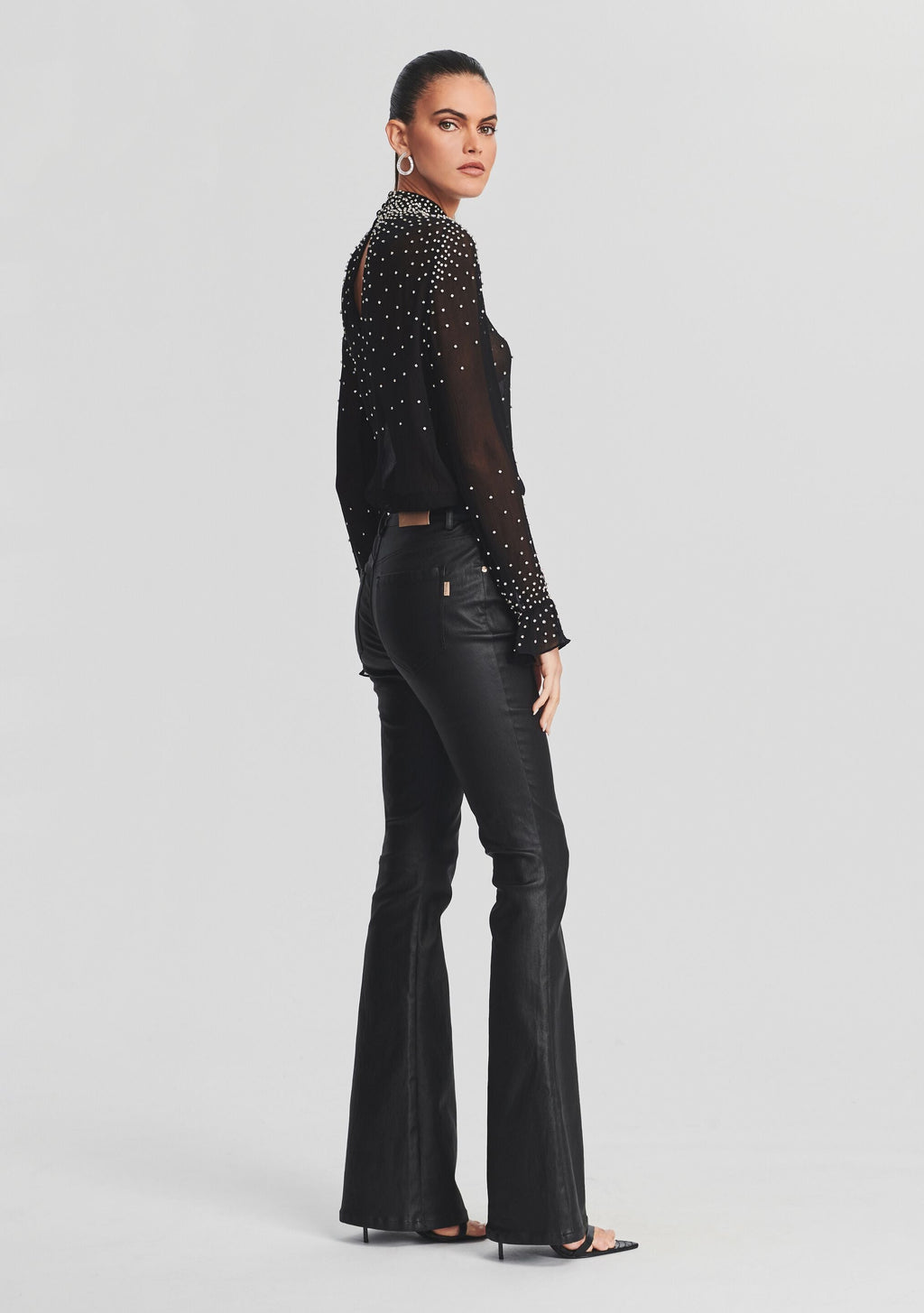 Joyce Silk Chiffon Top by retrofête in Black/Silver, product image 3