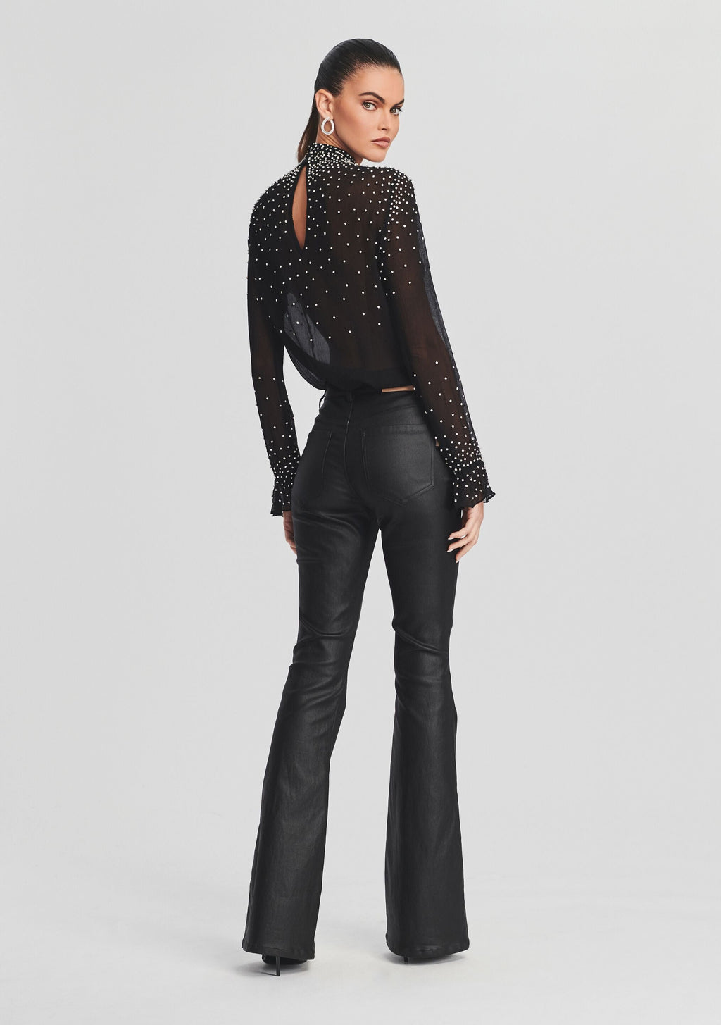 Joyce Silk Chiffon Top by retrofête in Black/Silver, product image 4