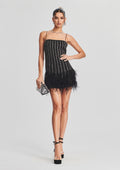 Rubina Sequin Feather Dress by retrofête in Black/Silver, product image 1