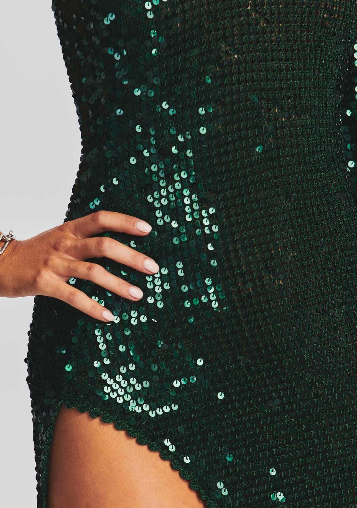 Celeste Sequin Crochet Dress by retrofête in Dark Green, product image 6