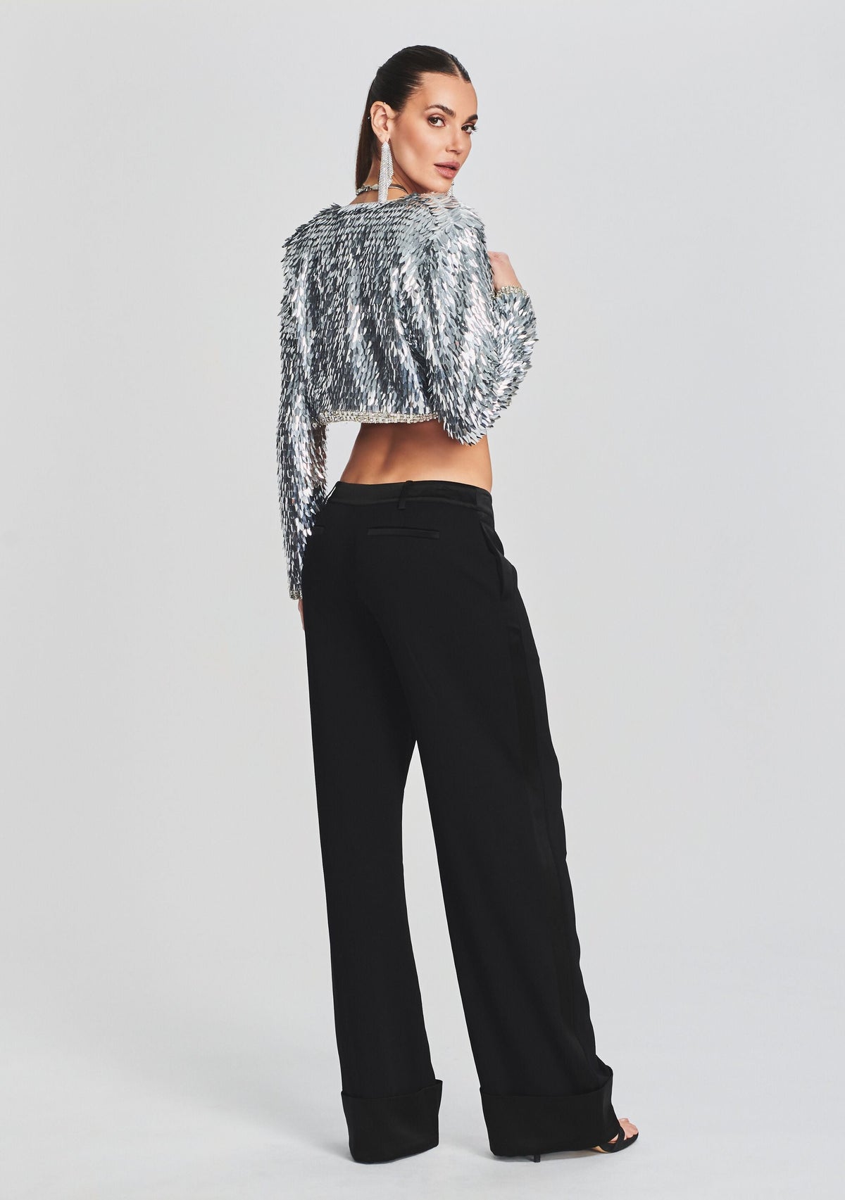 Maren Sequin Feather Jacket by retrofête in Silver, product image 4