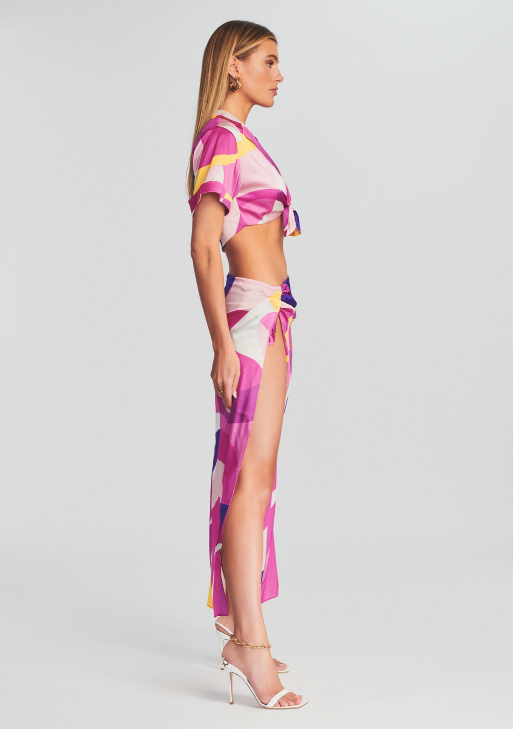 Siena Silk Top by retrofête in Pink Geo, product image 3