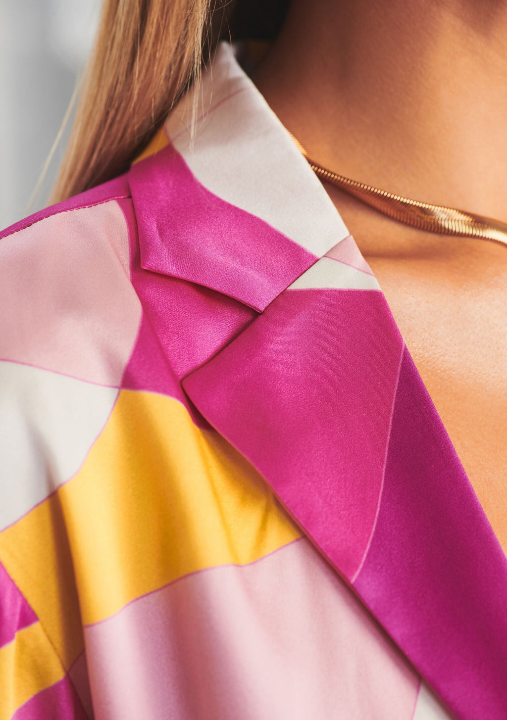 Siena Silk Top by retrofête in Pink Geo, product image 7