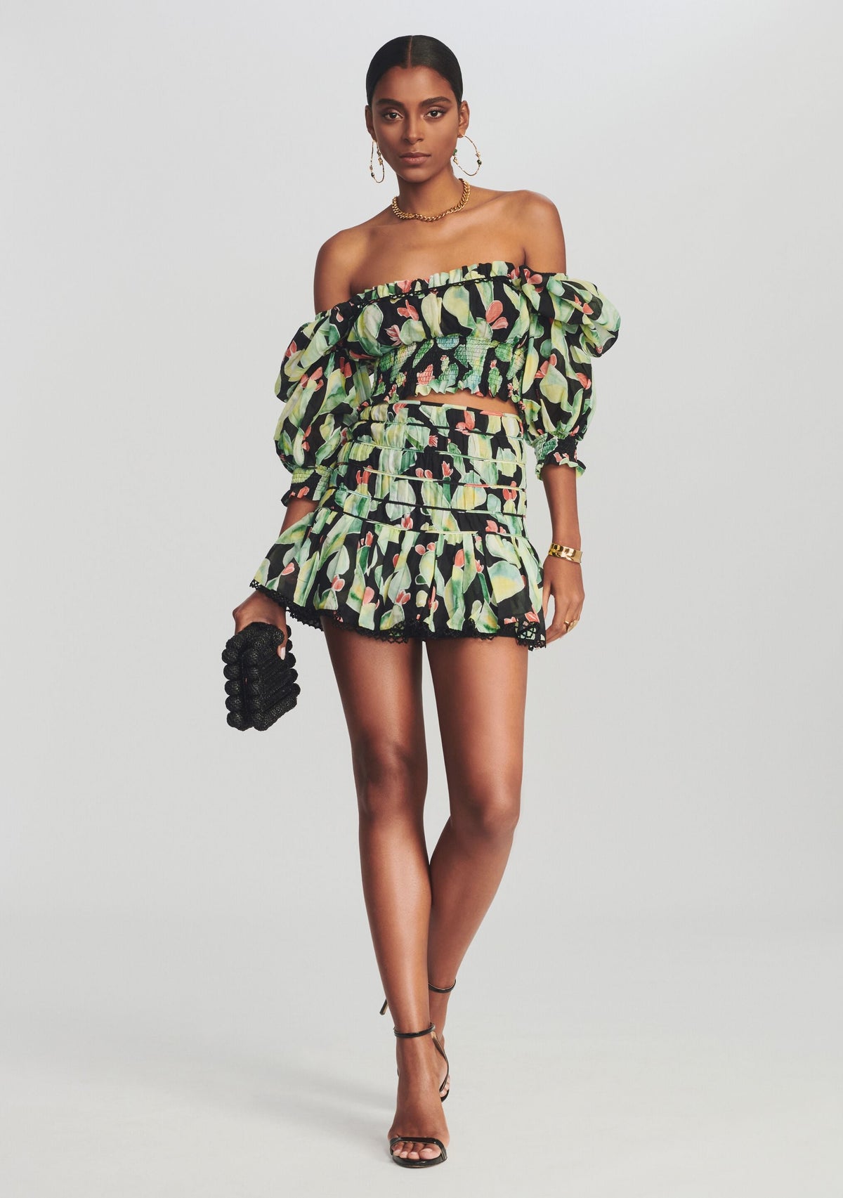 Gia Short Skirt by Charo Ruiz in Black Print, product image 2