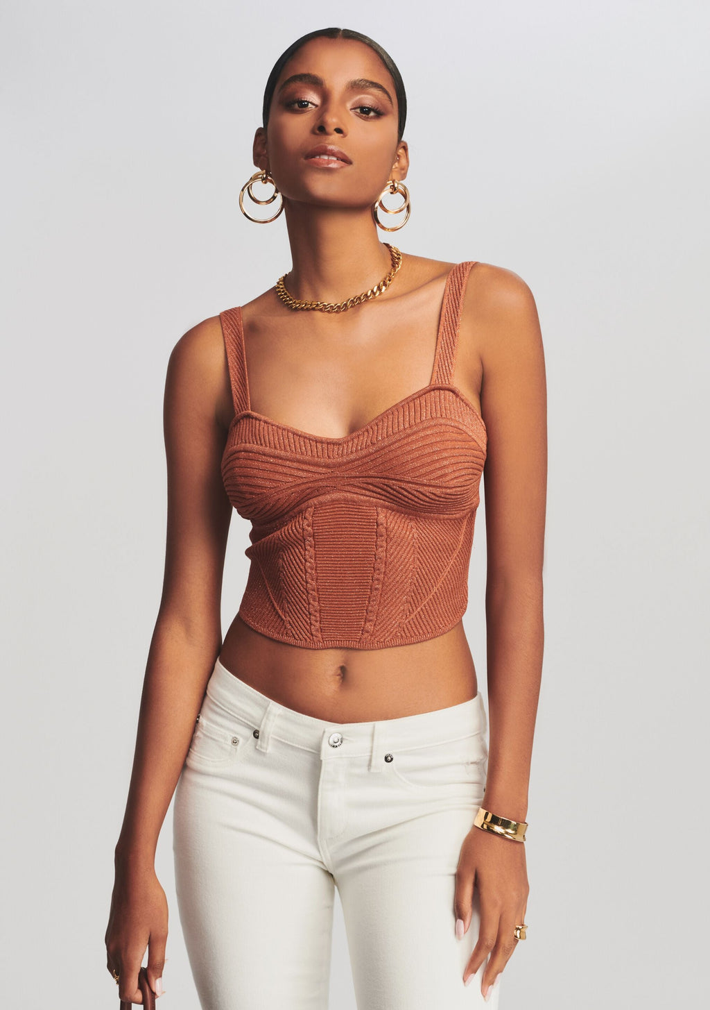 Geneva Top by retrofête in Brown Lurex, product image 1