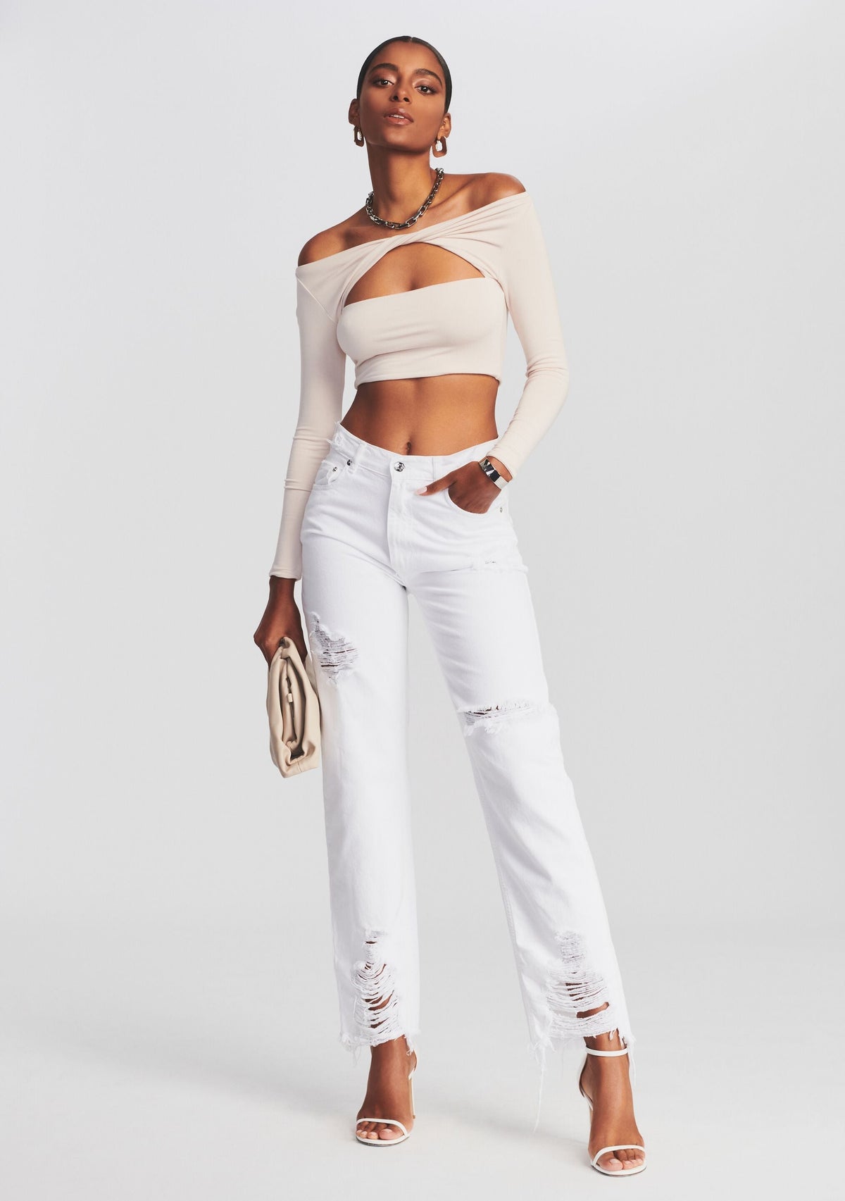 Maggie Mid Rise Jean by SEROYA in Optic White, product image 3