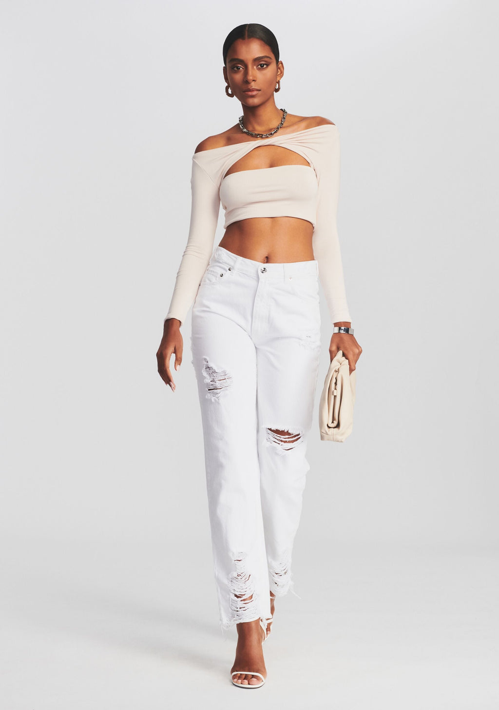 Maggie Mid Rise Jean by SEROYA in Optic White, product image 5