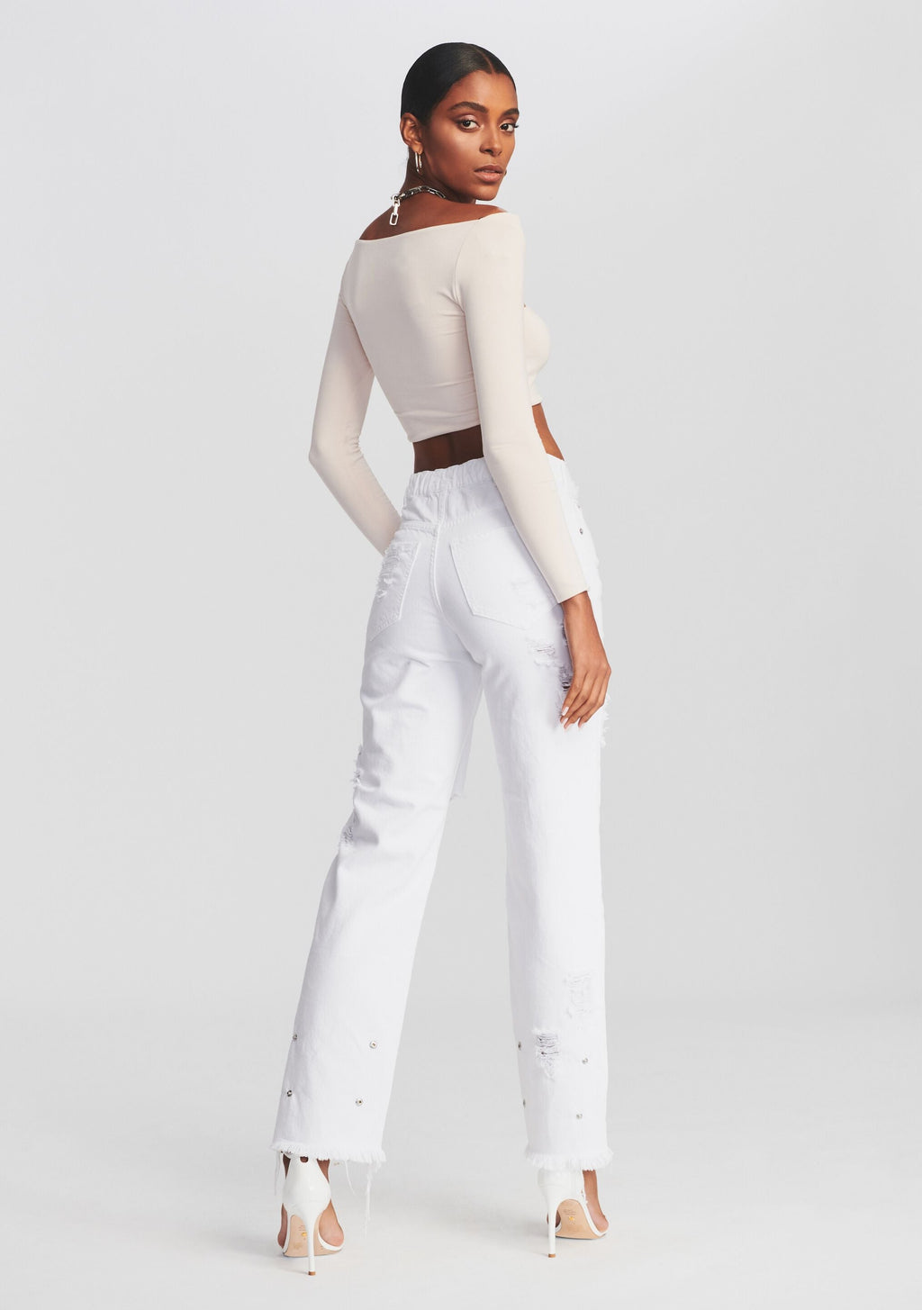 Maggie Mid Rise Jean by SEROYA in Optic White, product image 4